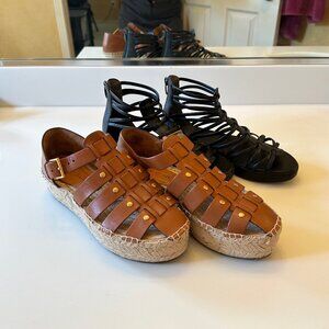 NWOT* TORY BURCH NUDE STUDDED FISHERMAN PLATFORM ESPADRILLE.  Size 7.0-"BRANDY"*
